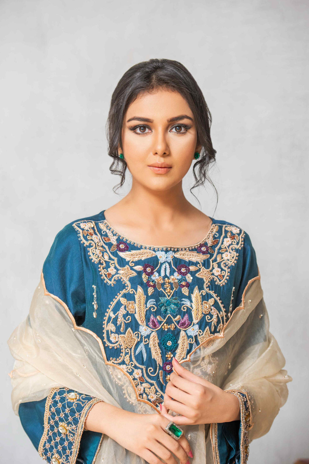 Duppatta-Teal Fantasy